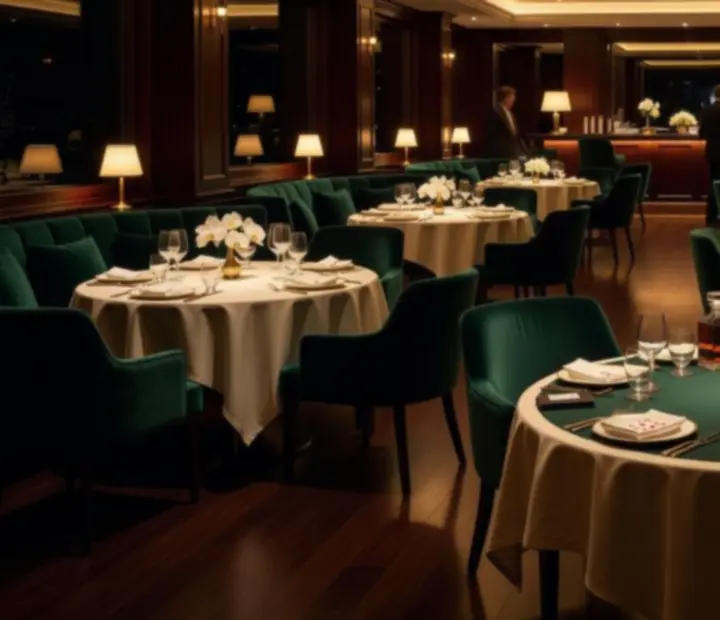 Nastrojowa prywatna restauracja z przygotowanym stołem do eleganckiego wieczoru pokerowego