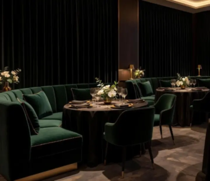 Elegancki, nastrojowy pawilon restauracyjny przygotowany na wieczór pokerowy
