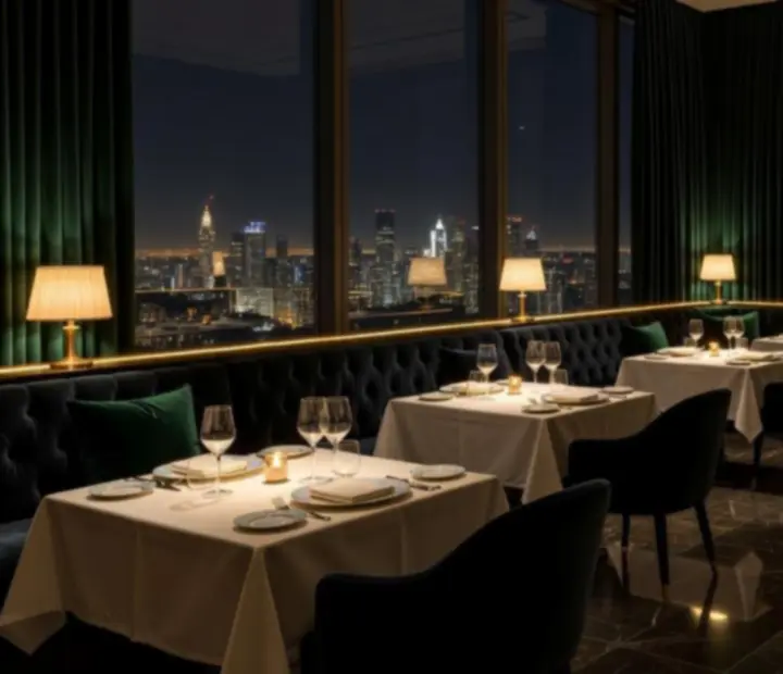Elegancka, kameralna sala restauracyjna przygotowana na wiecz&oacute;r integracyjny